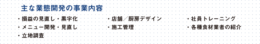 主な業態開発の事業内容